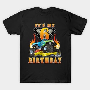 Kids Monster Truck 6 Year Old Shirt 6Th Birthday Boy Monster Car T-Shirt